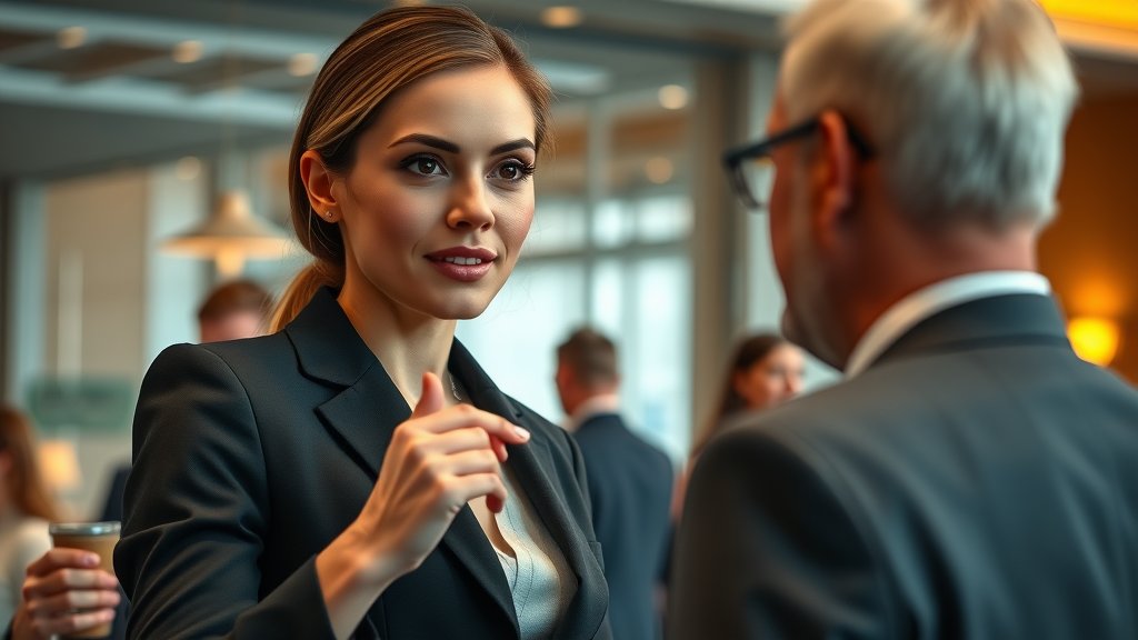 Ambitious businesswoman connecting with a senior leader after a networking event, networking tips for women in business