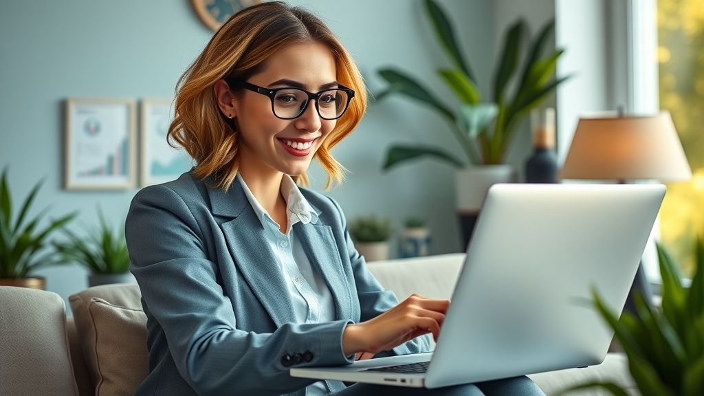 Female business owner sending email marketing campaigns on a laptop