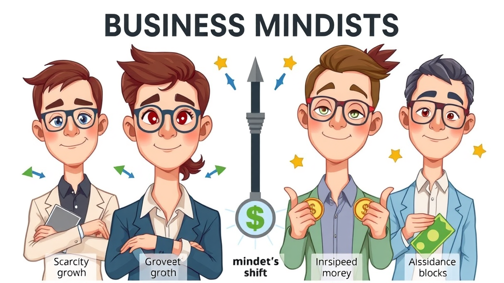 infographic visualizing scarcity, growth, abundance, and money block mindsets for business owners and money mindset shifts