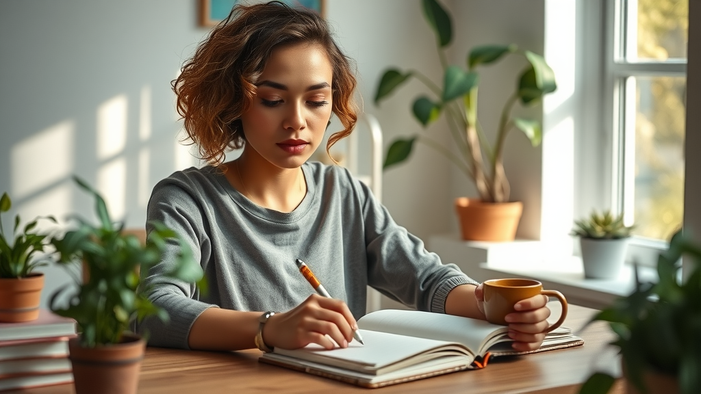 Empowered modern woman journaling personal growth