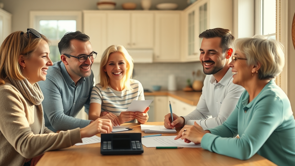 happy family demonstrating positive money mindset by budgeting together