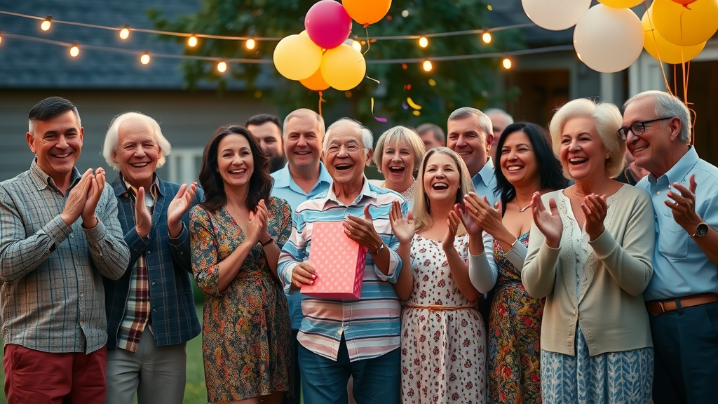 multi-generational family and friends celebrating a milestone together, showing healthy relationships in action