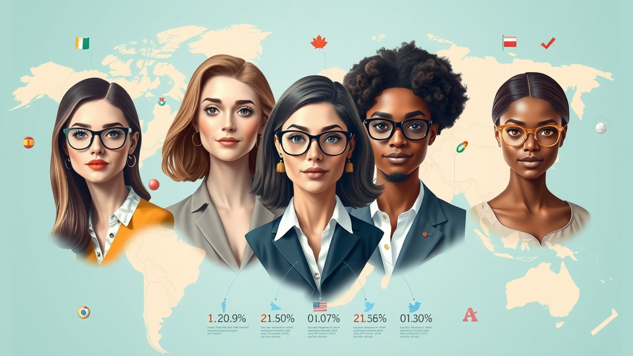 Global business infographic of women entrepreneurs, entrepreneurship for women