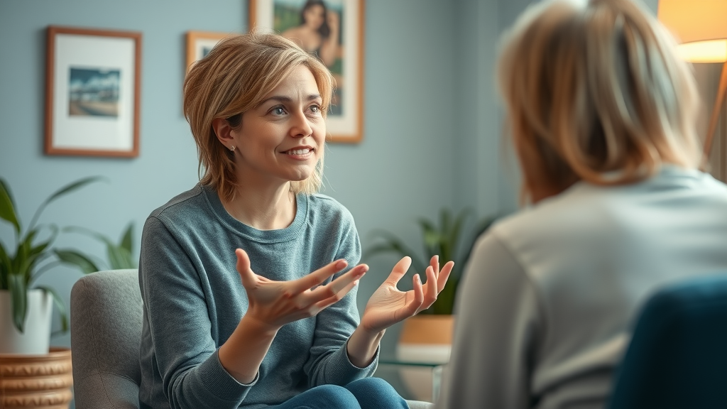 woman talking to a therapist about rebuilding healthy relationships and wellbeing
