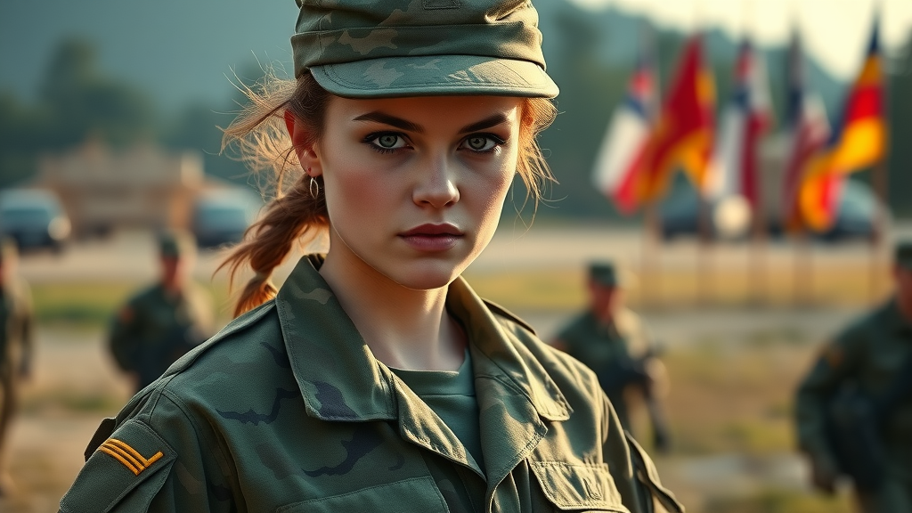Resilient young woman in Marine Corps uniform symbolizing strength and discipline