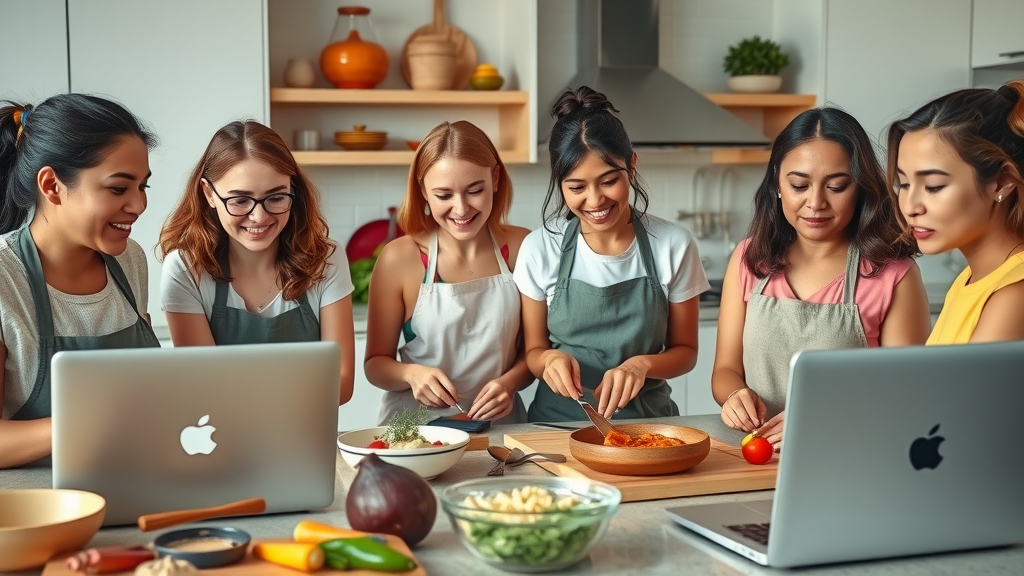 Tricia Clark demonstrating cooking techniques during a live mentoring session