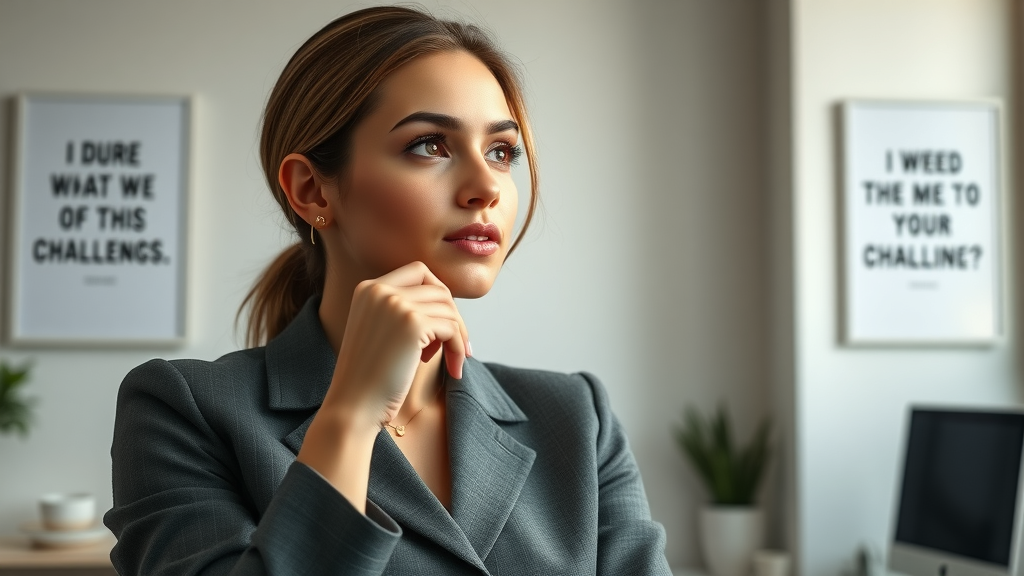 Empowered female teacher entrepreneur practicing mindset work for business success