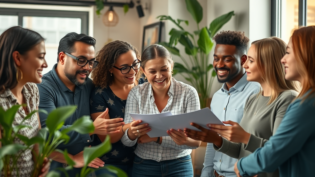 Diverse group building support systems, practicing mindset for wellness and business success
