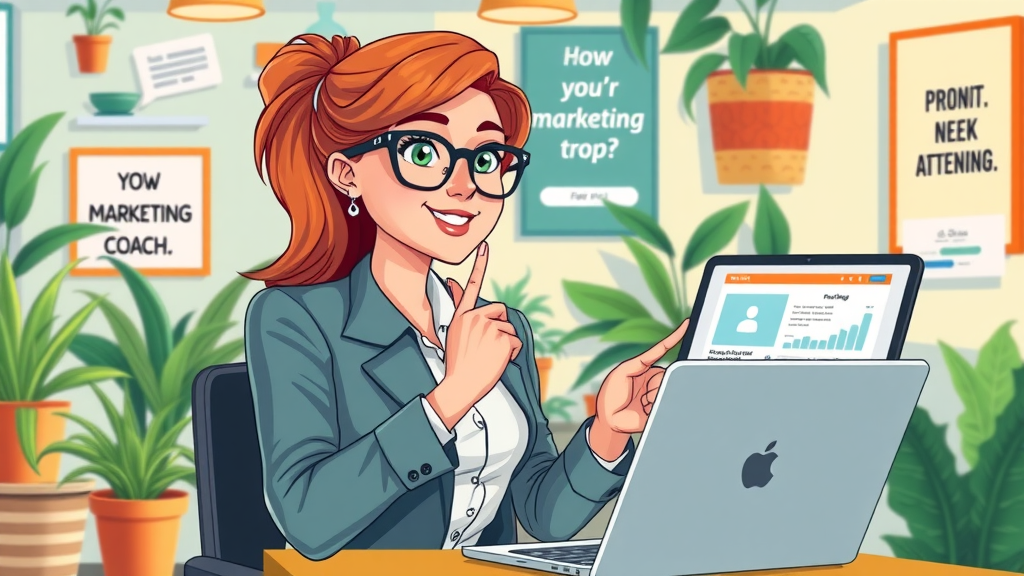 Innovative female financial coach planning digital marketing showing financial coaching trends women