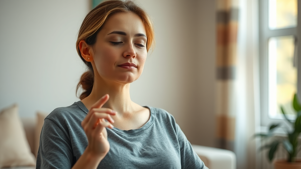 Calm woman practicing hypnotherapy relaxation techniques, representing rewiring limiting beliefs