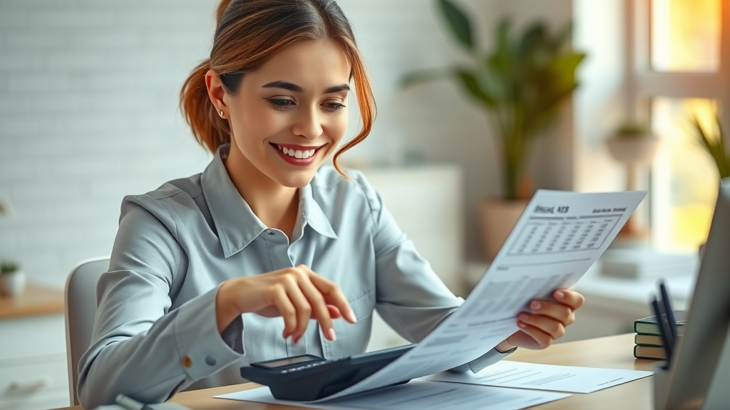 Professional woman confidently reviewing and updating prices to overcome money blocks