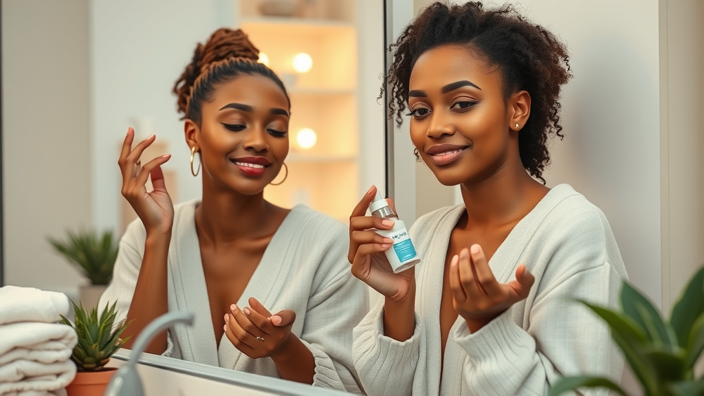 Modern diverse women practicing skin care at vanity, skincare routine