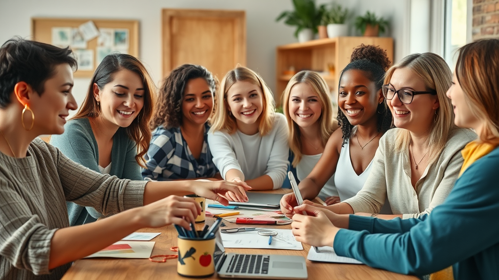 Diverse group of women enjoying learning together – sense of accomplishment from learning new things