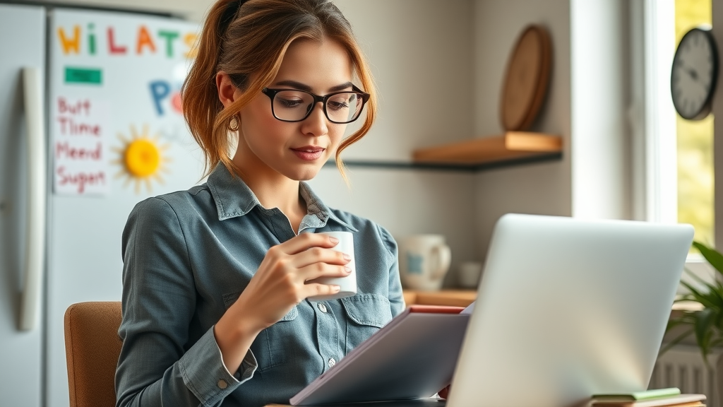 Professional woman practicing time management while learning new things