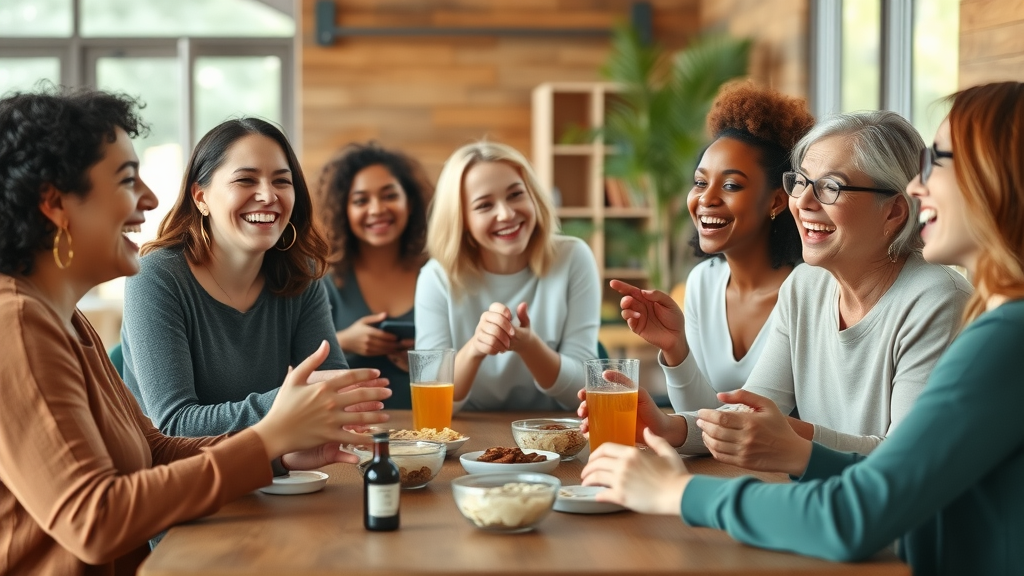 Diverse group of women laughing together, highlighting social connections and quality of life from volunteering