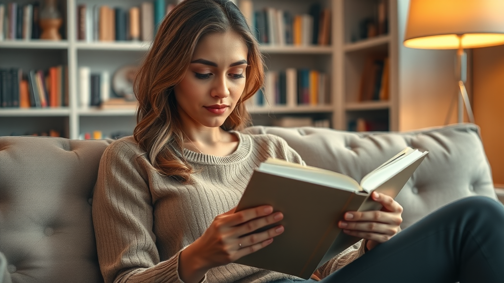 Modern woman reading a hardcover book — exploring Casper ter Kuile’s insights on the power of ritual