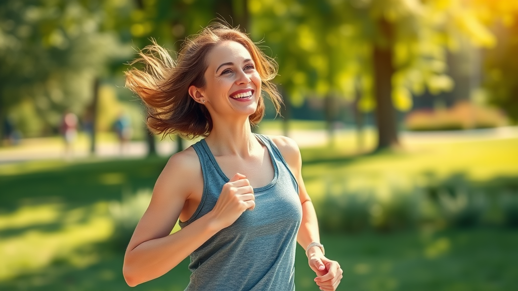 Healthy, happy woman exercising outdoors, illustrating how the benefits of money improve women